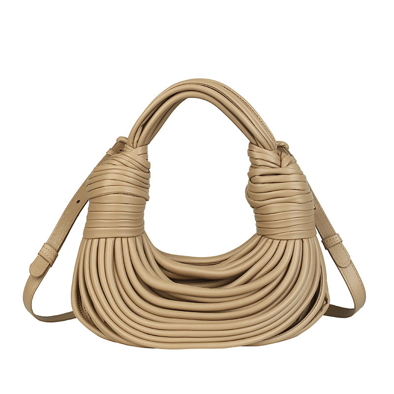 Hand-Woven Women's Messenger Bread Bag Creative Noodle Shoulder Underarm Bag Chic Foreign Trade Handbag