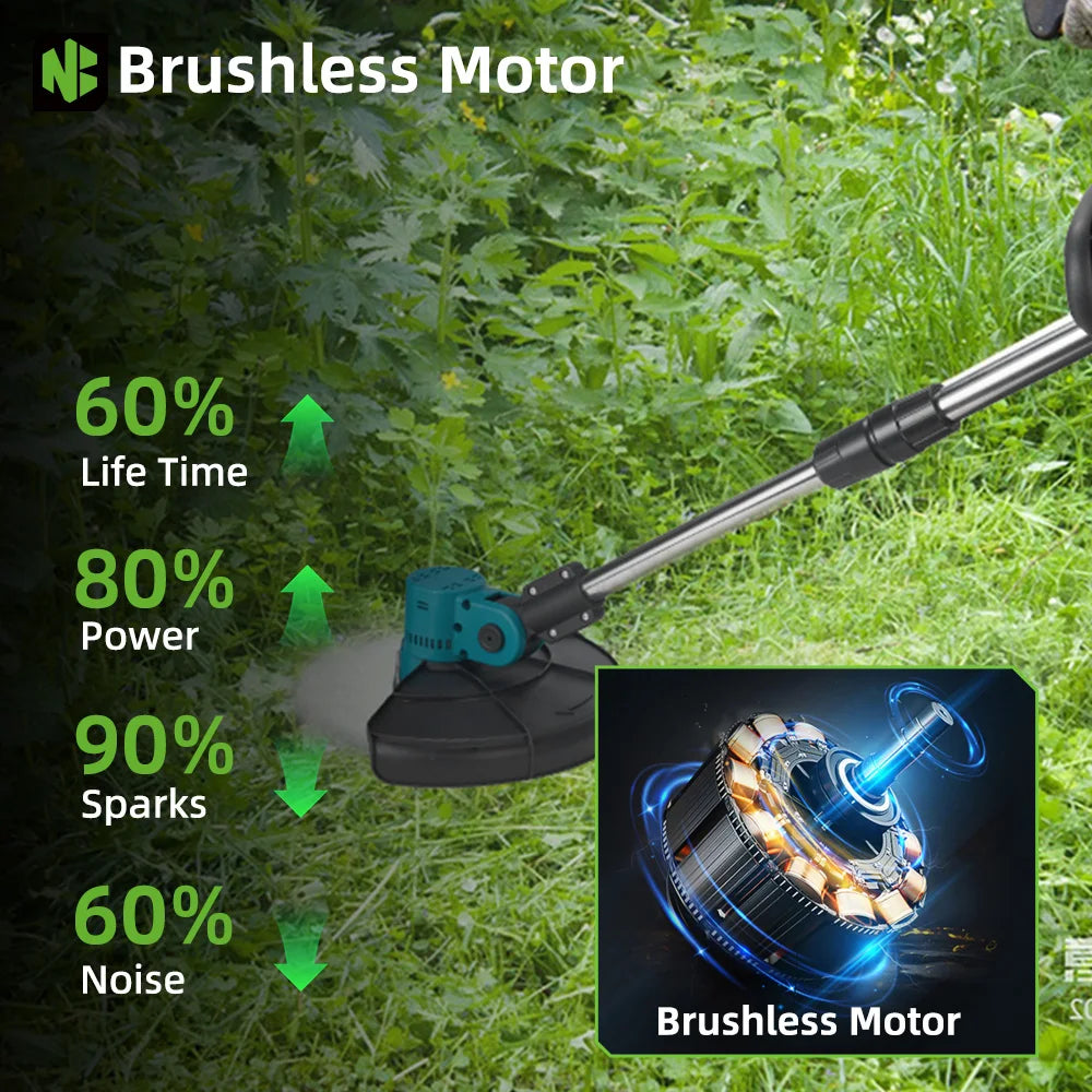 NEWBENY 4000W 9Inch Brushles Electric Lawn Mower Digital Display Grass Trimmer Repairing lawns Power Tool For 21V 18V Battery