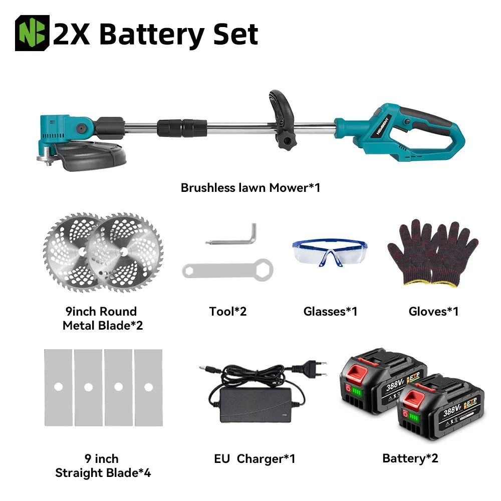 NEWBENY 4000W 9Inch Brushles Electric Lawn Mower Digital Display Grass Trimmer Repairing lawns Power Tool For 21V 18V Battery