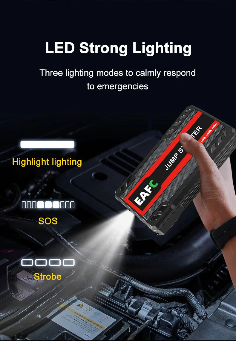 EAFC 12V Car Jump Start 600A-2000A Car Battery Starter Booster Auto Starting Device Emergency Start Portable Power Bank