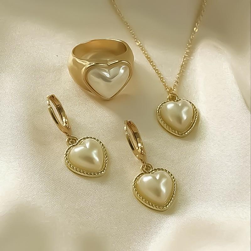 Luxury Temperament Design Sense Light Cross-border European and American Pendant Jewelry Necklace with Imitation Pearl Earrings