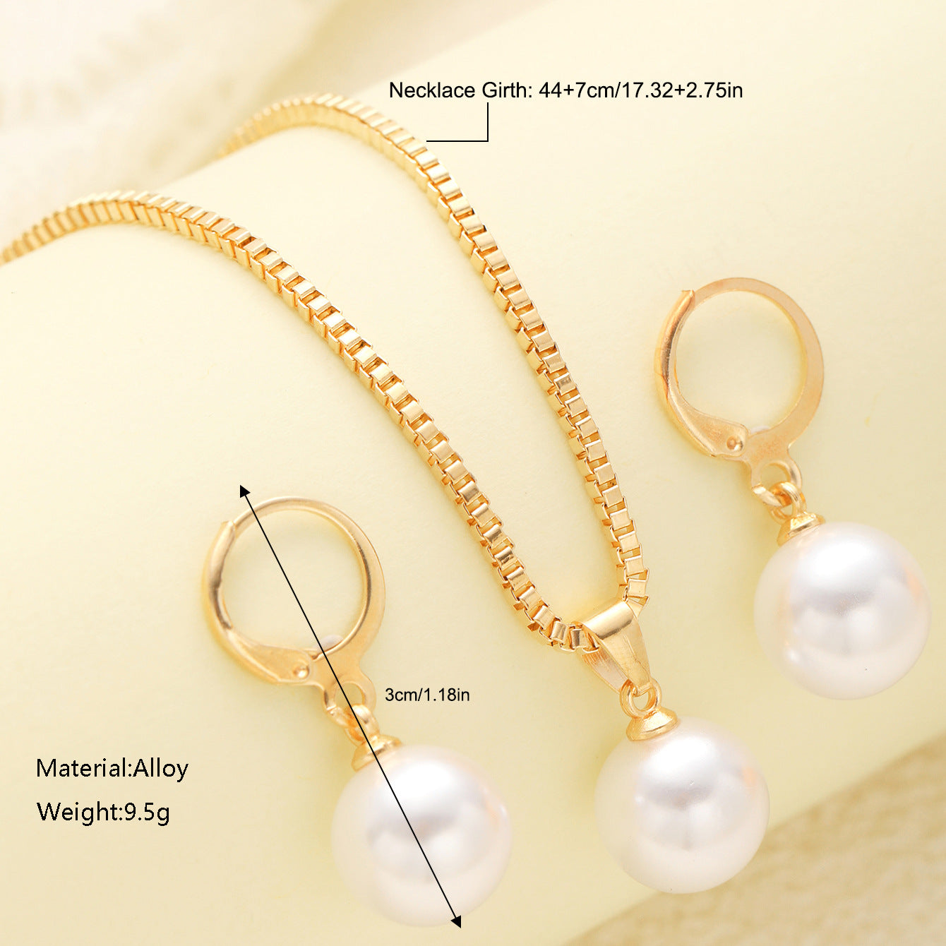 Luxury Temperament Design Sense Light Cross-border European and American Pendant Jewelry Necklace with Imitation Pearl Earrings