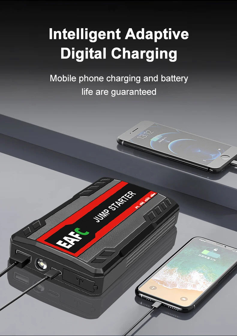 EAFC 12V Car Jump Start 600A-2000A Car Battery Starter Booster Auto Starting Device Emergency Start Portable Power Bank
