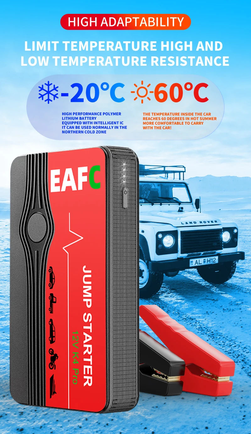 EAFC 12V Car Jump Start 600A-2000A Car Battery Starter Booster Auto Starting Device Emergency Start Portable Power Bank