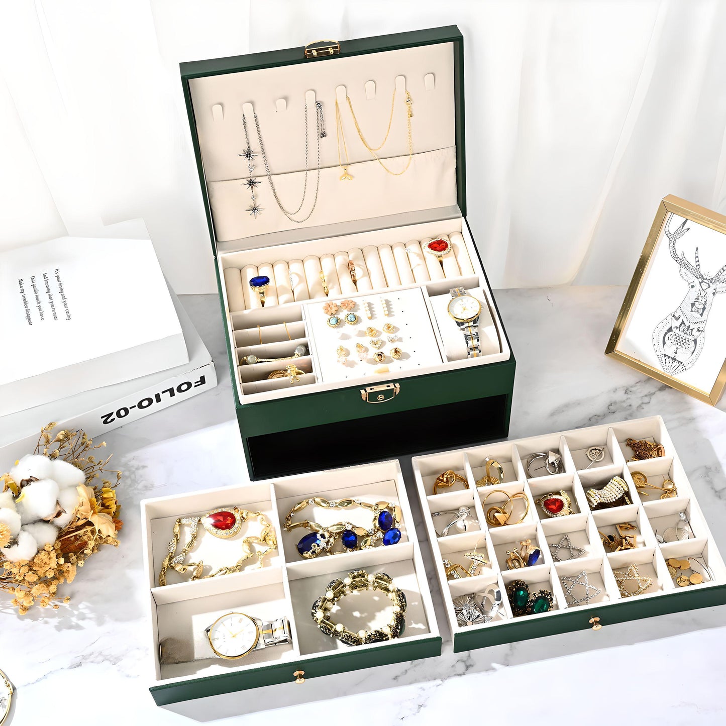 High Jewelry Jewelry Box Household Multi-layer Drawer Type Anti-oxidation Large Capacity Earrings Earrings Jewelry Storage Box