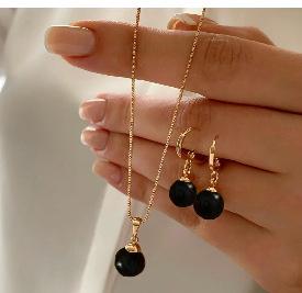 Luxury Temperament Design Sense Light Cross-border European and American Pendant Jewelry Necklace with Imitation Pearl Earrings