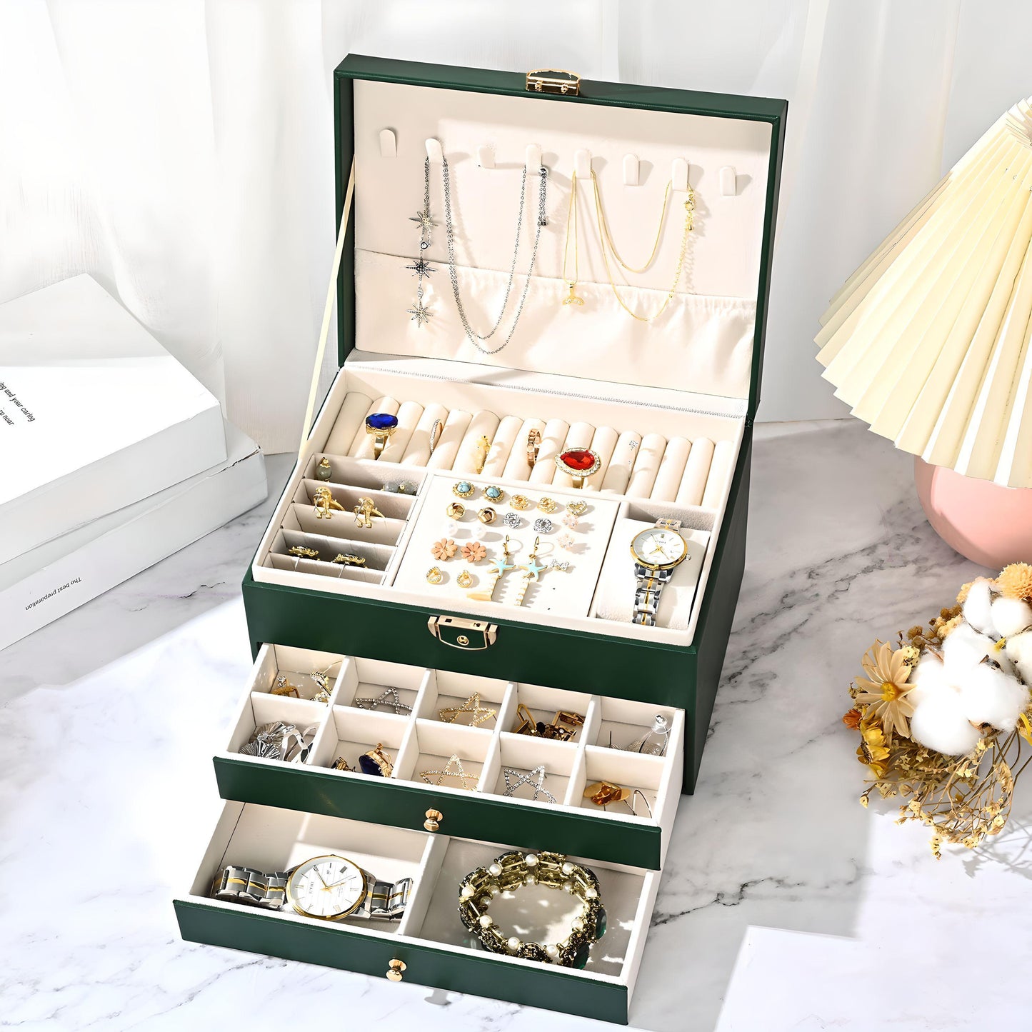 High Jewelry Jewelry Box Household Multi-layer Drawer Type Anti-oxidation Large Capacity Earrings Earrings Jewelry Storage Box