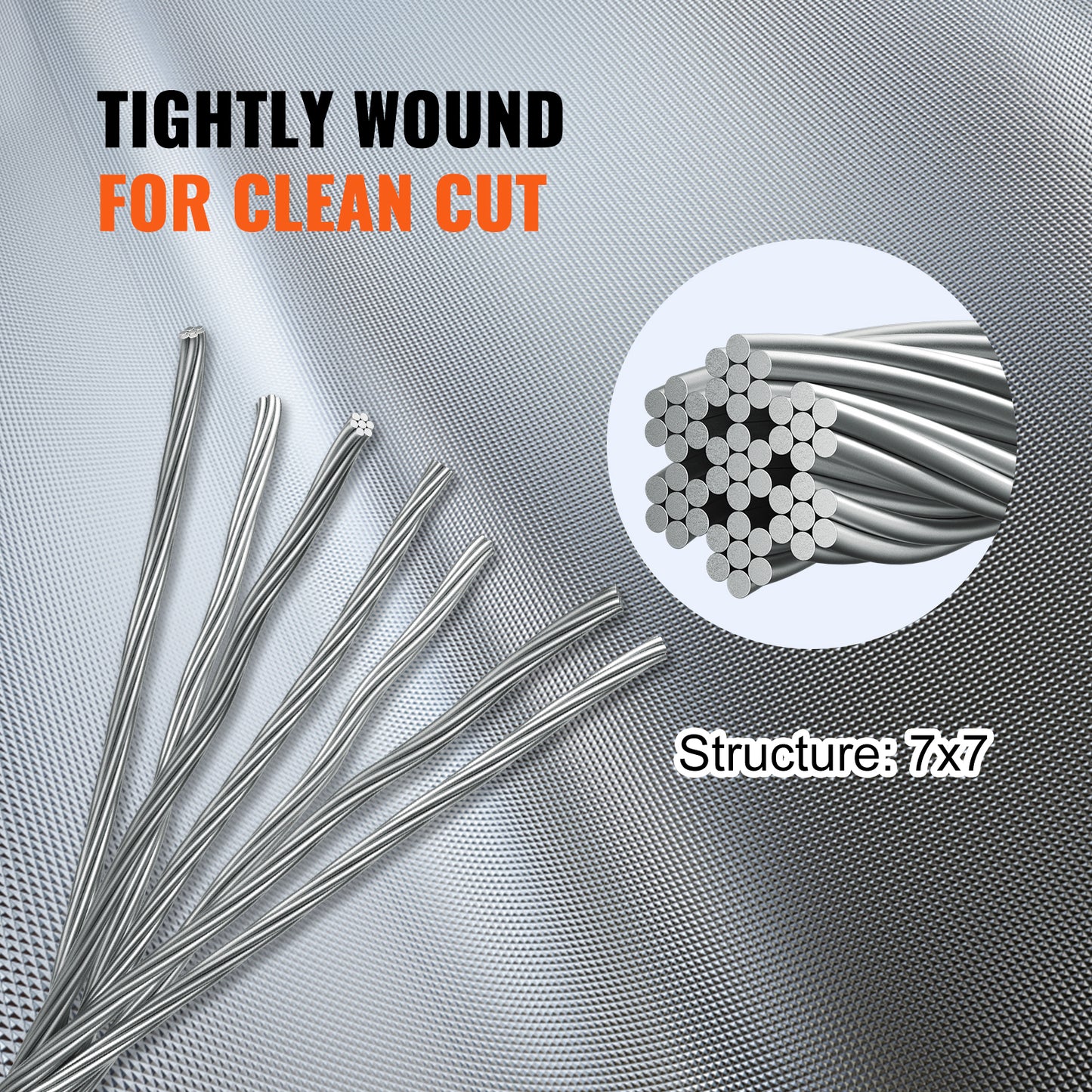 VEVOR 152M / 500Ft Wire Rope 316 Stainless Steel Strong Tension Soft Fishing Lifting Cable 7*7 Clothesline 1.5MM-3.2MM Diameter